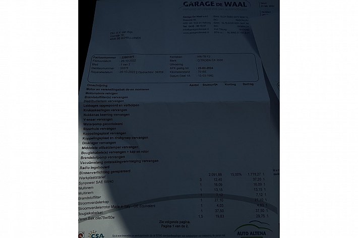 Citroën CX 2.0 , WEGENBELASTINGVRIJ, STUURBEKRACHTIGING, GOEDE HYDROLIEK, NIEUWE KOPPELING, NIEUWE DISTRIBUTIE, NIEUWE KERINGEN, NIEUWE MIDDENDEMPER, NIEUWE KRUKAS KERINGEN, NIEUWE MULTIRIEM, FACTUUR AANWEZIG, ORIGINELE KM 176.968 km TELLER 1 x ROND GEWEEST, NAP AAN