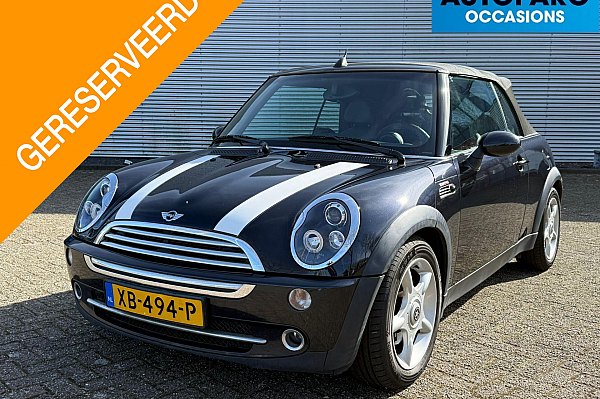 MINI Cabrio 1.6 Cooper , CABRIO ELEKTRISCH DAK, BLACK EDITION, GOED WERKEND, AIRCO, HALF LEDER, STOELVERWARMING, ELECTRISCHE SPIEGELS, GOED ONDERHOUDEN, BOEKJES AANWEZIG.
